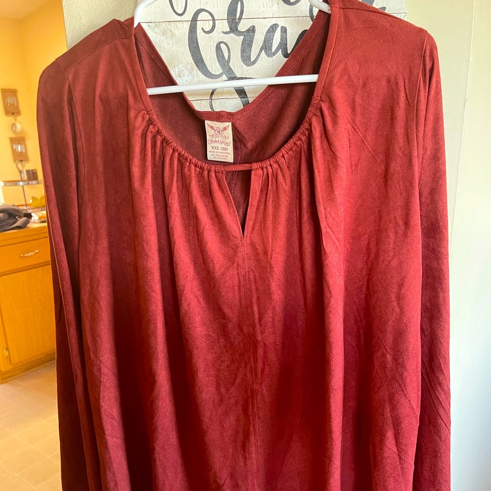 Faded Glory XXL Suede Material Top Rust